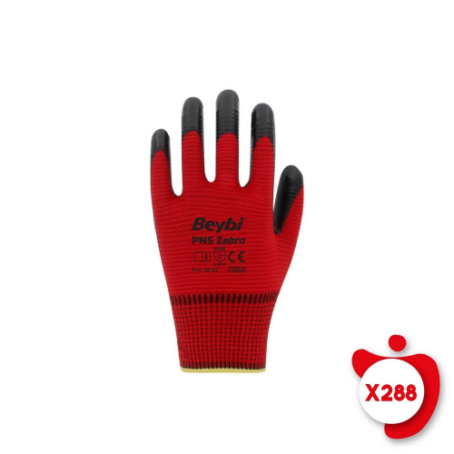 Beybi PN5 Zebra Polyester Örme Nitril İşçi Eldiveni 288 Çift
