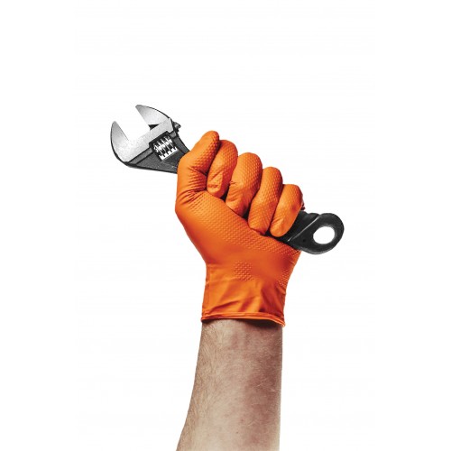 Dolpin PowerGrip Elmas Dokulu Tırtıklı Turuncu Nitril Eldiven 50 Adet